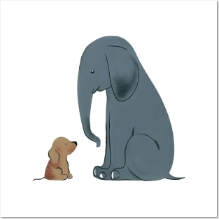 Elephant and dog best friend Posters and Art